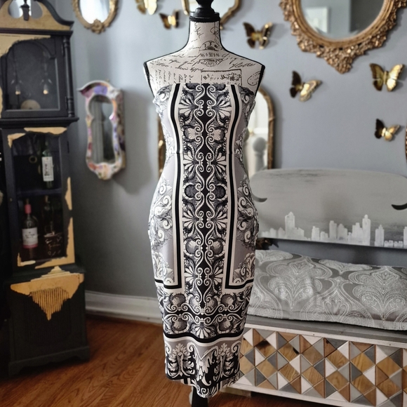 Express Black and White Strapless Dress - Picture 1 of 5